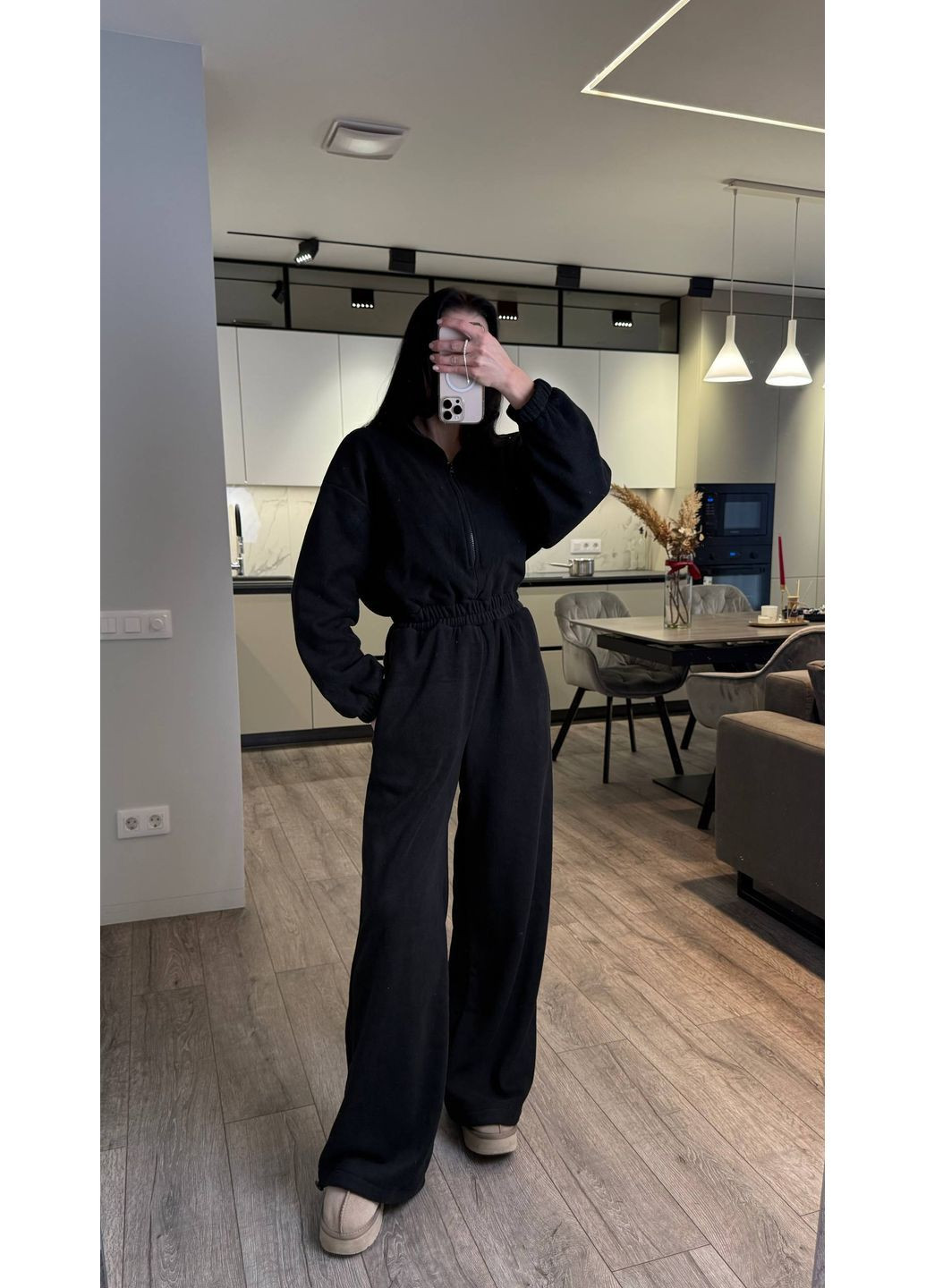 Женский флисовый комбинезон Osoblyva комбинезон-брюки чёрный