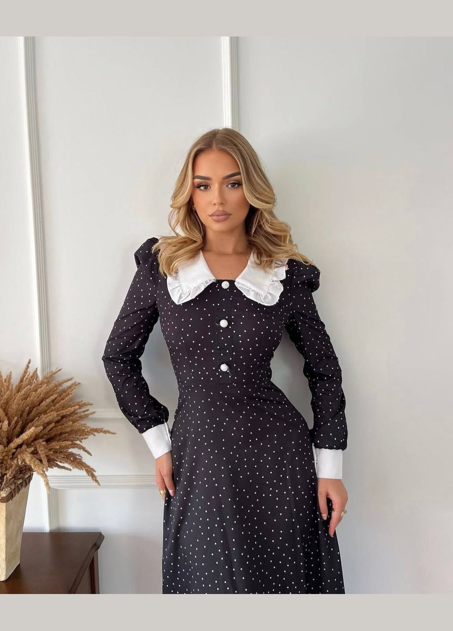 Чорна повсякденний, вечірня сукня Україна в горошок