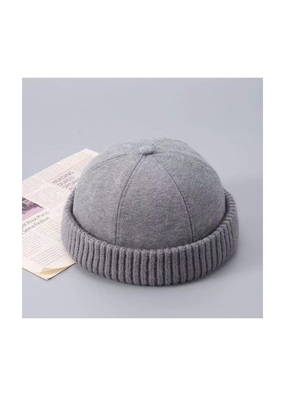 Шапка біні, кепка докера тепла з трикотажним відворотом чорна, унісекс No Brand (362044170)