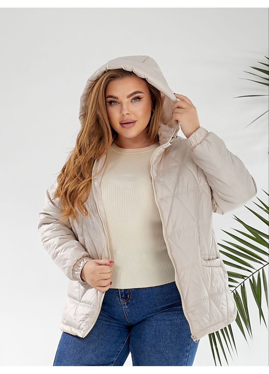 Молочная куртка стеганая плащевка с капюшоном,синтепон 100 Україна