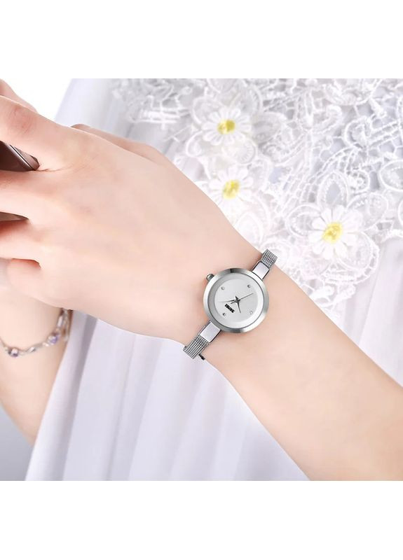 Часы кварцевые женские серебристые с нержавеющей сталью для повседневного ношения классические ProDobro (367264350)