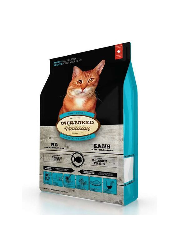 Cухой корм со свежим мясом рыбы для кошек Fish Formula Adult Cat - 4,54 кг Oven-Baked Tradition (327366139)