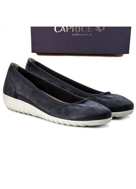 Женские женские балетки на танкетке тм Caprice | синие натуральный нубук (338228768)