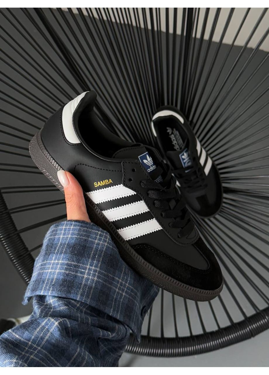 Чорні Осінні кросівки чоловічі і жіночі adidas samba black white | адідас самба чорні No Brand