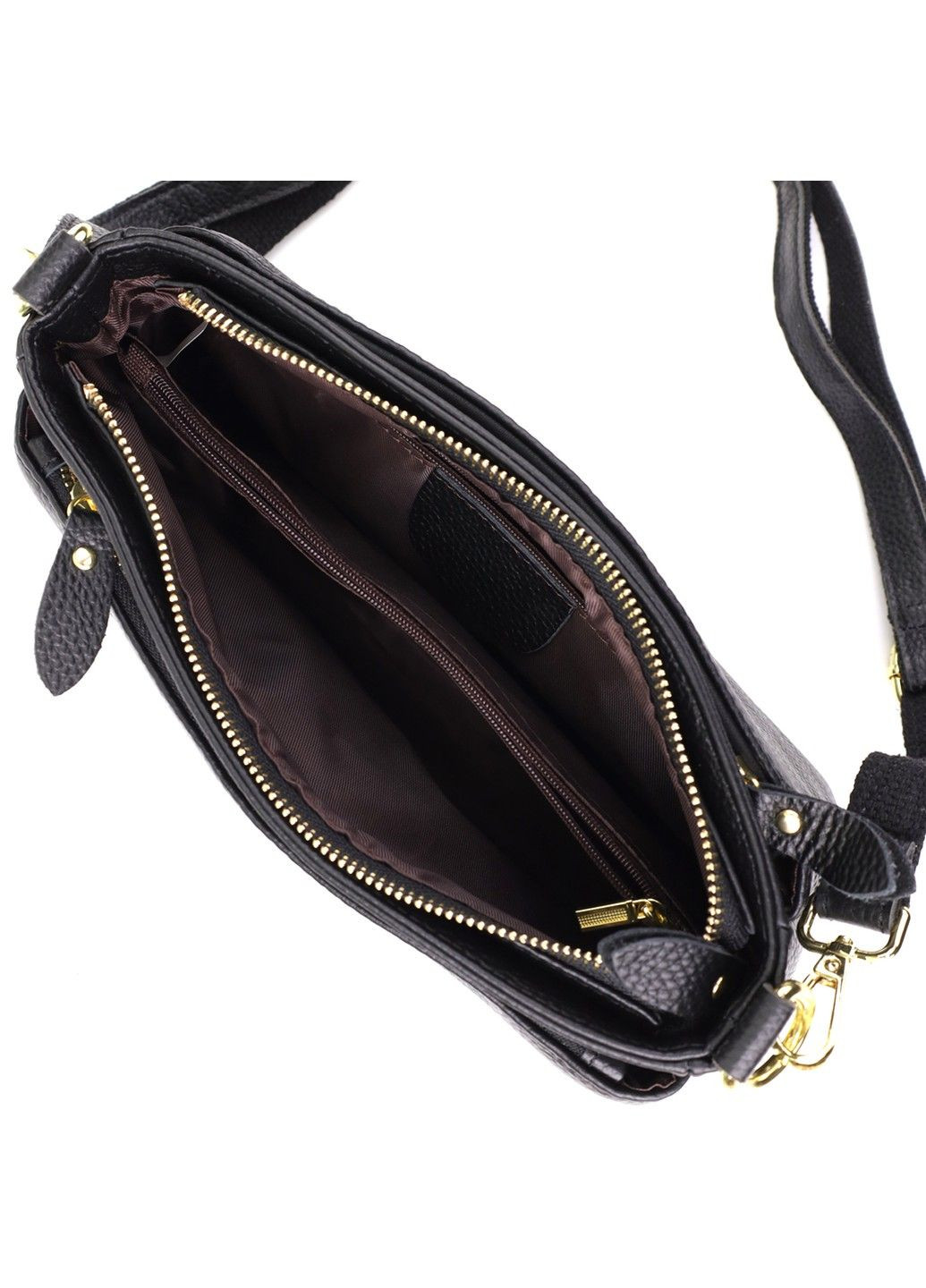 Классическая женская сумка с жестким дном из натуральной кожи 22987 Черный Vintage (357494935)