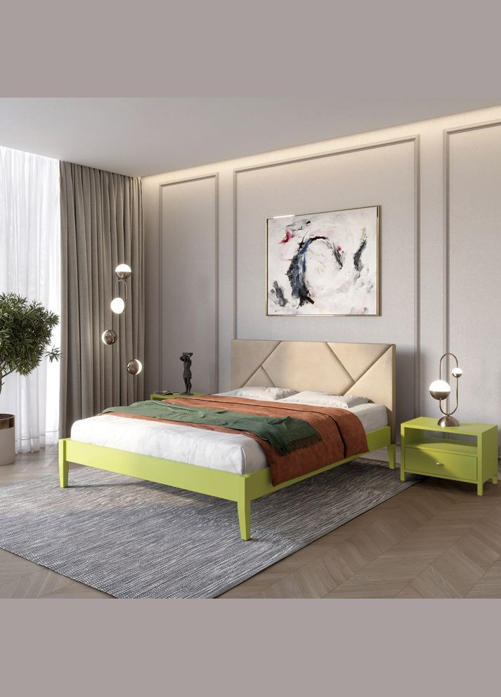 Двоспальне дерев'яне ліжко Нью-Йорк ДК (S3050G70Y)/Аляска 23 (Бежевий) 140х190 см (MBG-10177) Mebigrand (368282183)