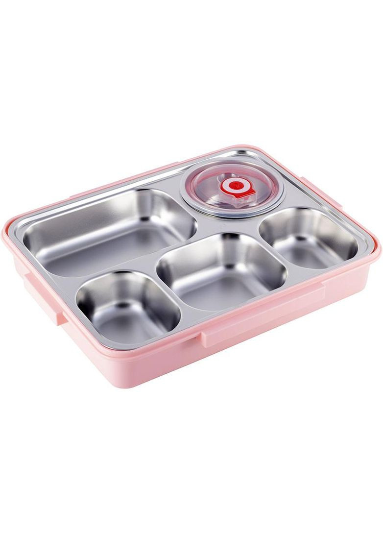 Ланч-бокс Snack 1000мл на 5 секций, пластик и нержавеющая сталь, розовый Kamille (372175282)