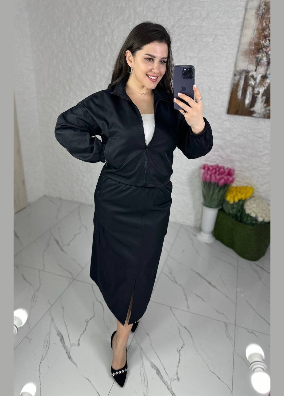 Женский костюм юбка и кофта цвет черный р.54/56 452993 New Trend (285711071)