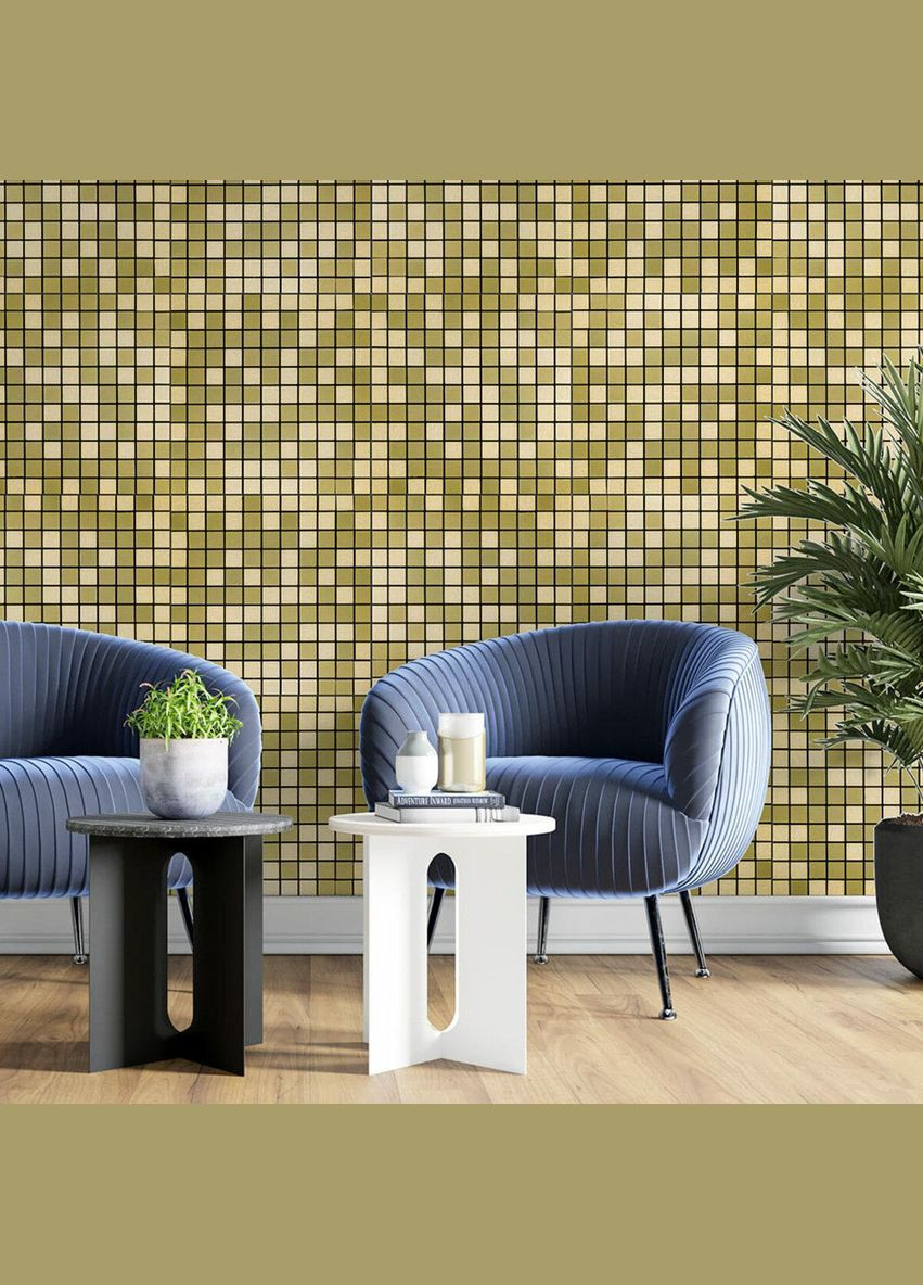 Самоклеящаяся алюминиевая плитка Зеленое золото мозаика 300х300х3мм Sticker Wall (302087883)