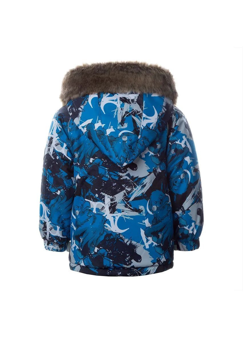 Синяя куртка зимняя virgo, р.86, синий с принтом () Huppa 17210030-02535-086