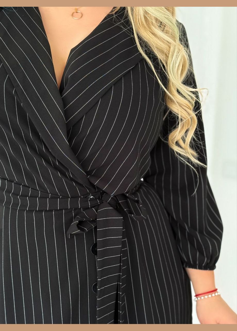 Жіночий стильний комбінезон із запахом Україна комбінезон-шорти смужка чорний повсякденний, вечірній