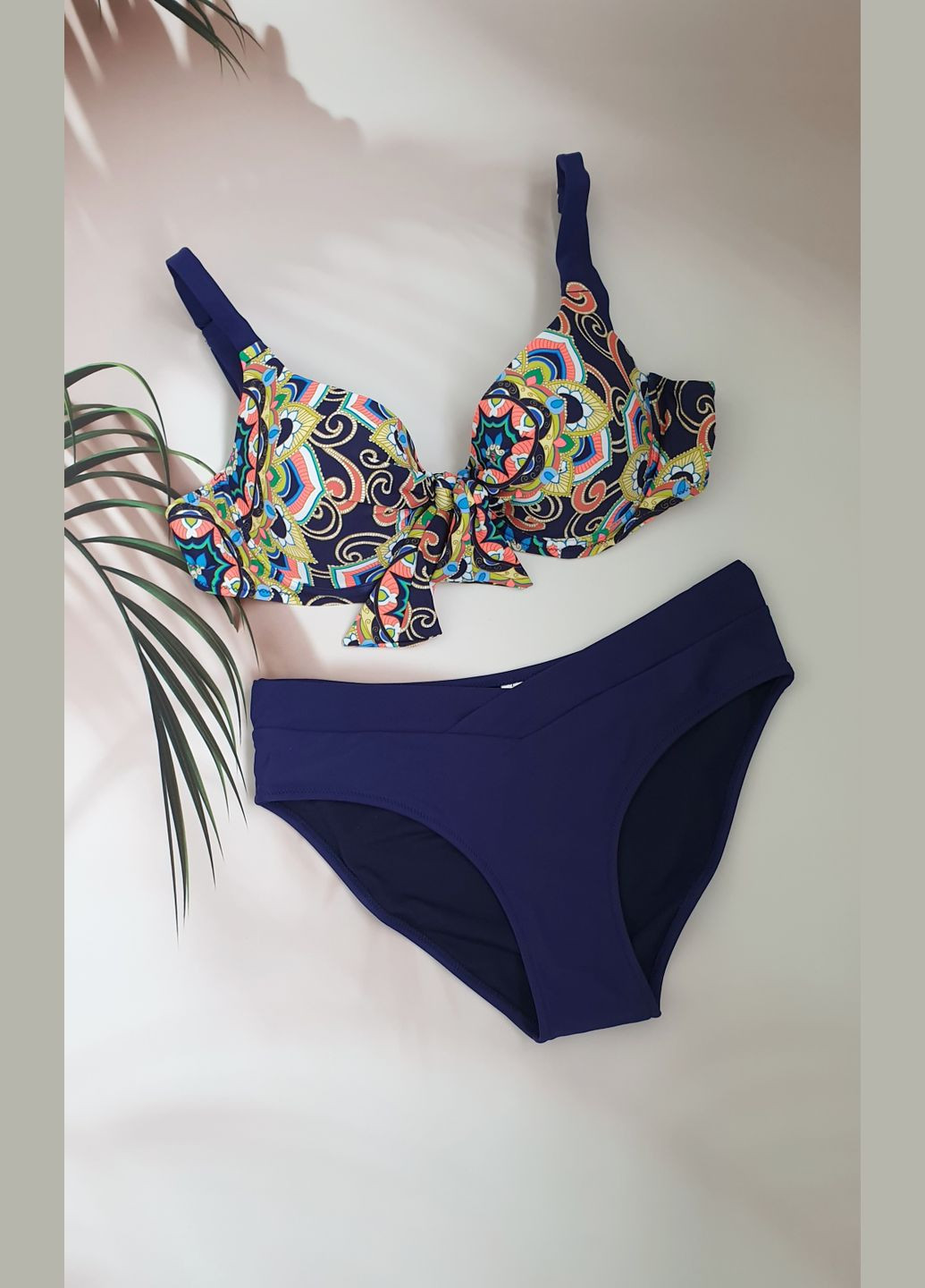 Темно-синий летний женский раздельный купальник раздельный No Brand