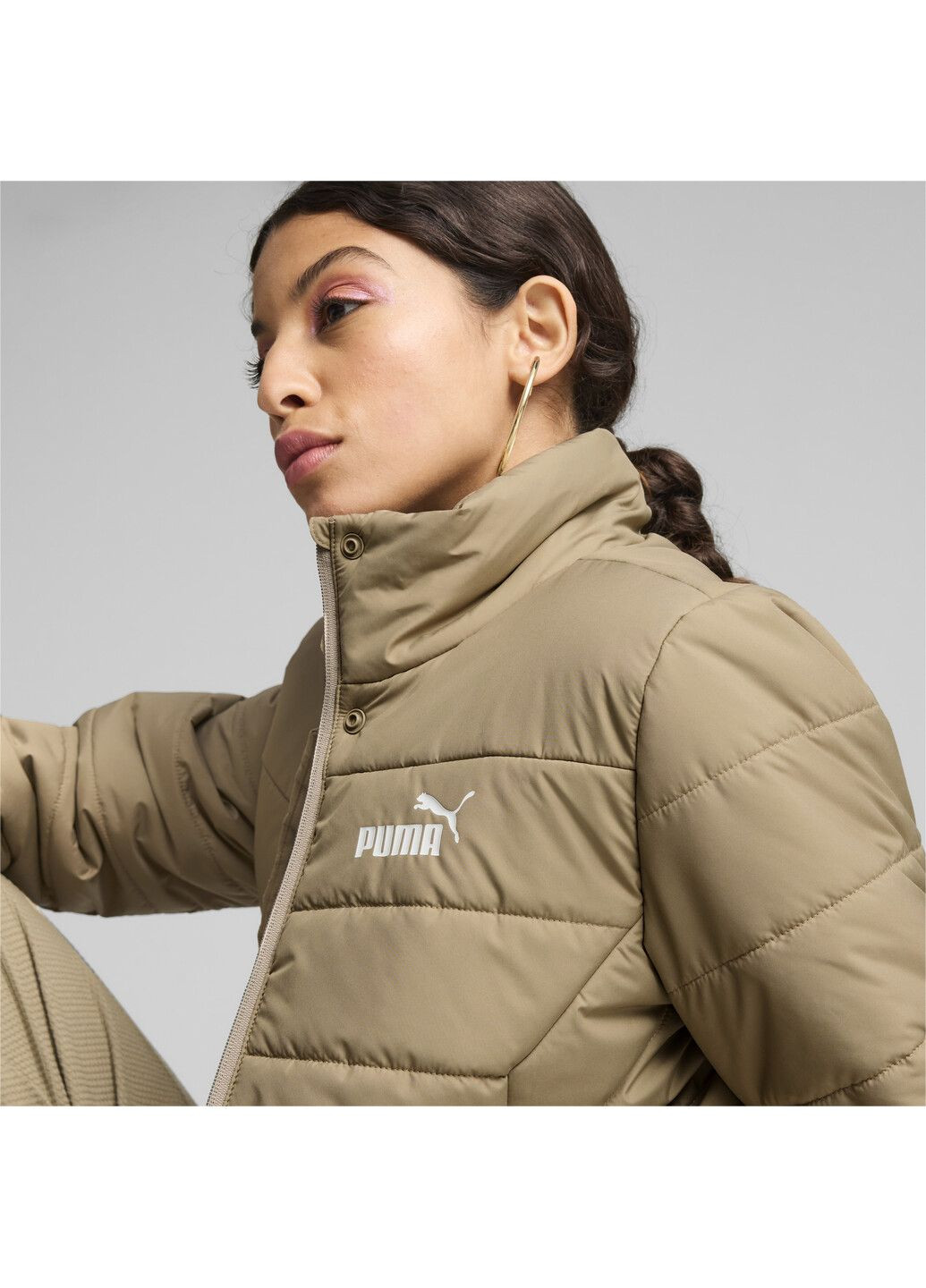Бежева демісезонна куртка ess+ women’s padded jacket Puma