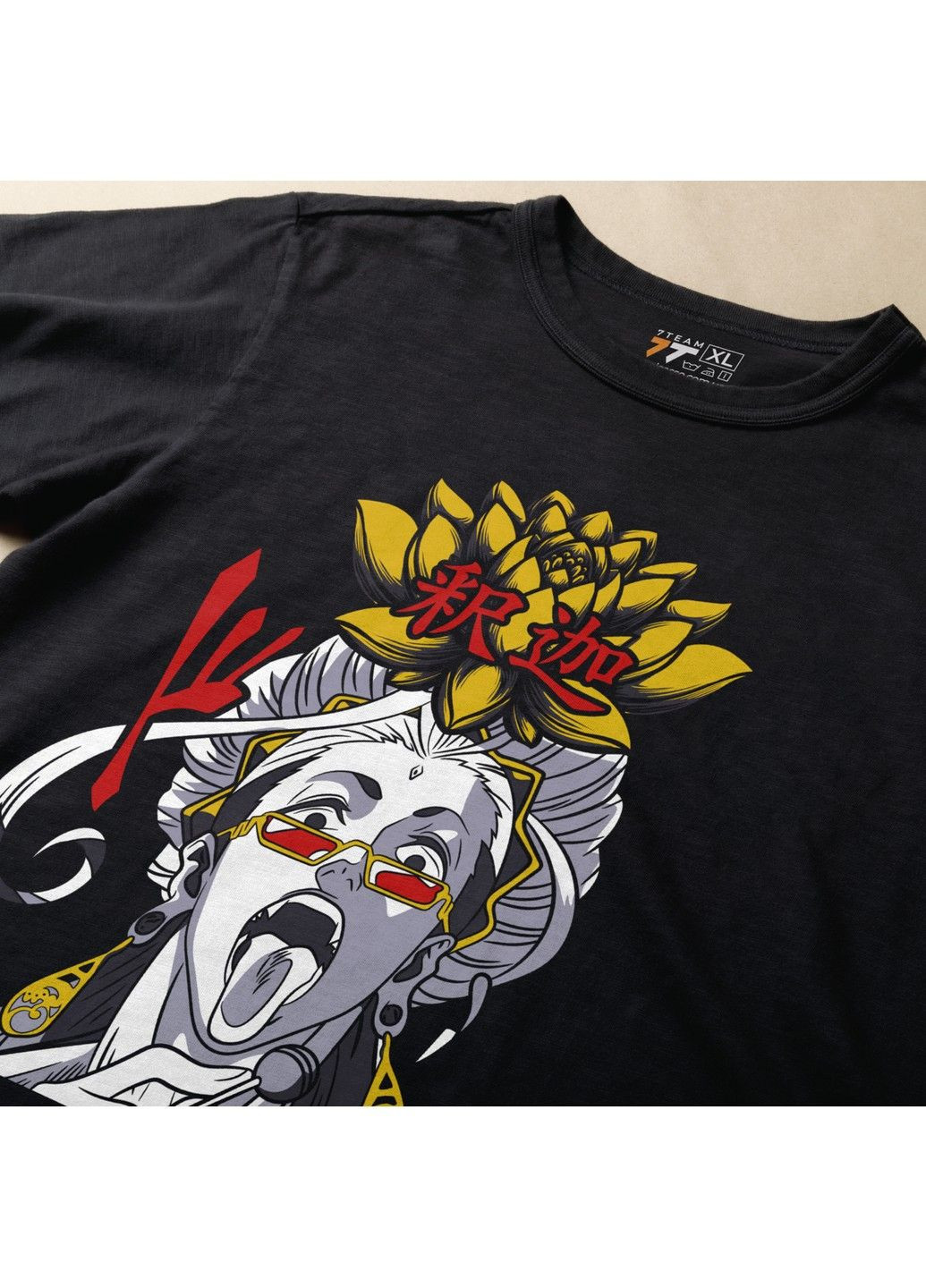 Чорна футболка з принтом record of ragnarok - будда No Brand