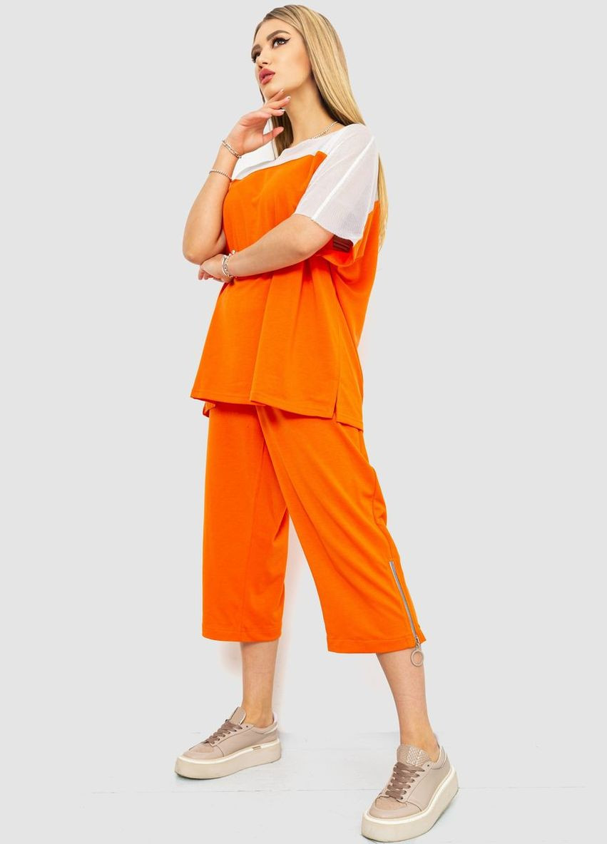 Костюм женский повседневный батал, цвет оранжевый, Ager (277160883)