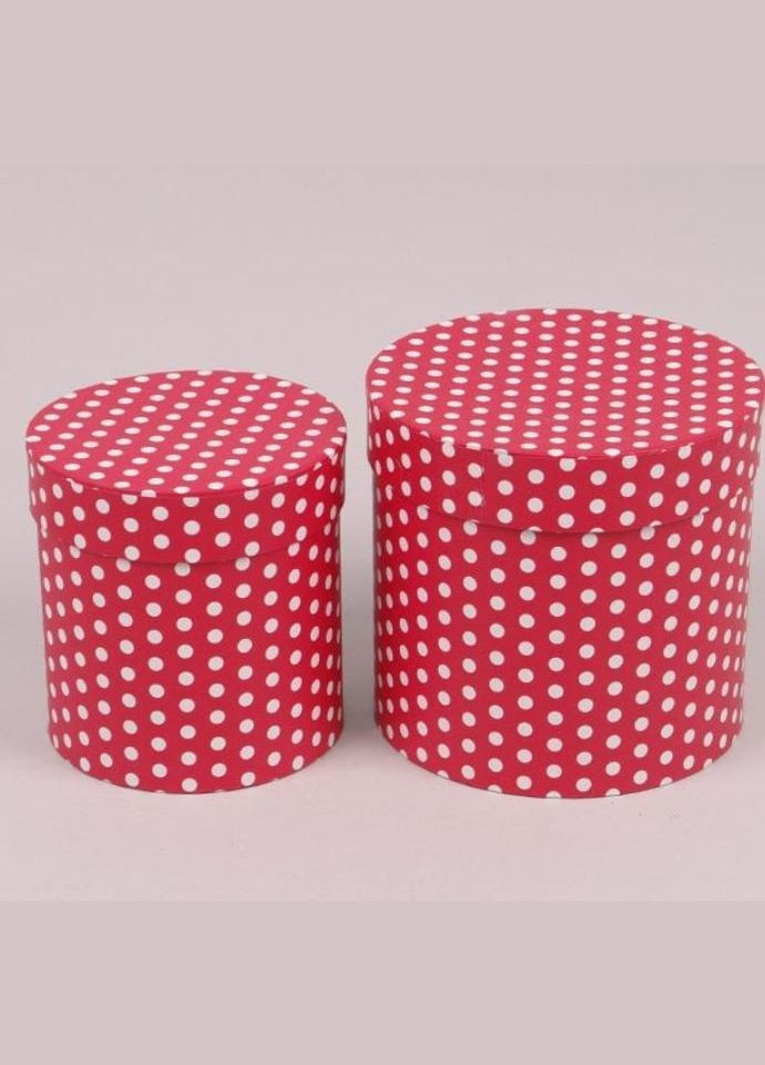 Комплект червоних коробок для квітів в білий горошок 2 шт. 39909 Flora (311202641)