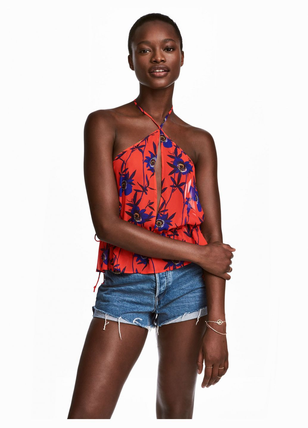 Красная майка с вырезом H&M