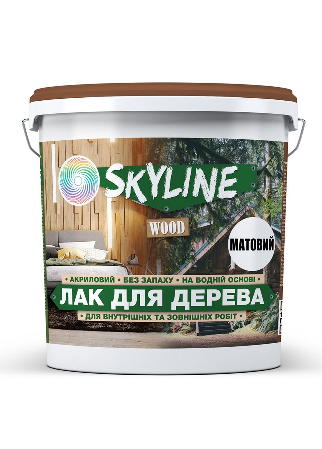 Акриловый лак для дерева Wood матовый 10 л SkyLine (283326356)
