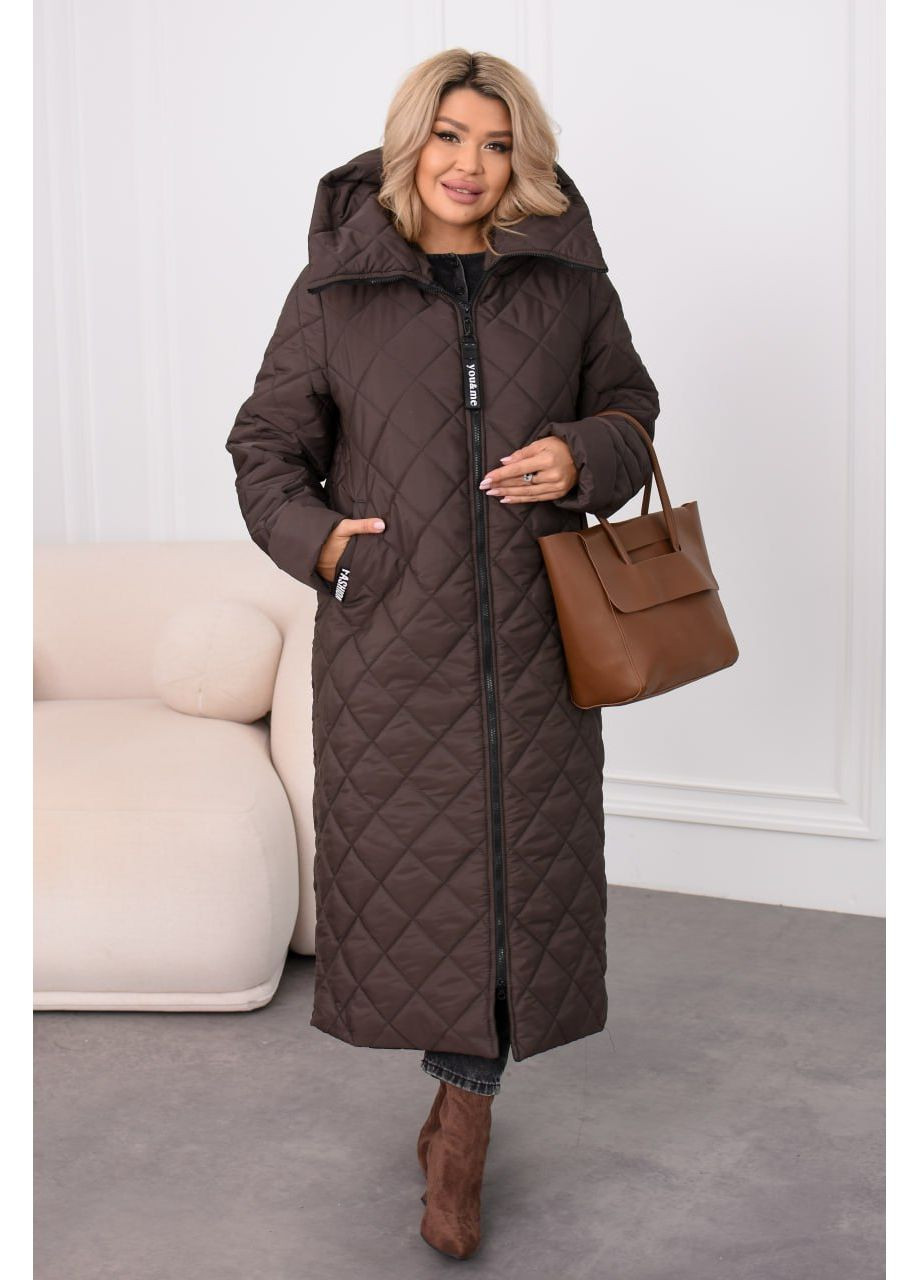 Коричнева зимня ✨жіноче тепле зимове пальто з капюшоном із плащівки канада заміри в описі✨ куртка-пальто DK/DL Мода без кордонів