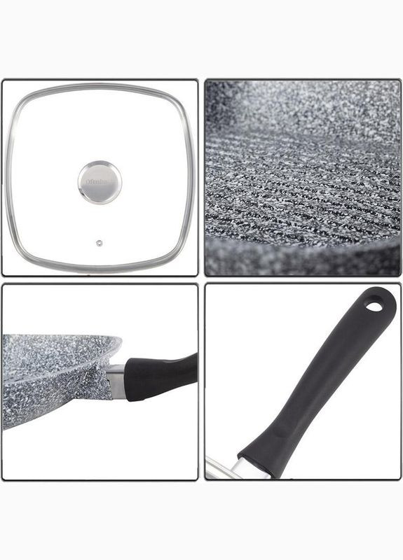 Сковорода-гриль Snow Marble 30см с крышкой и антипригарным покрытием, квадратная Ofenbach (329893151)