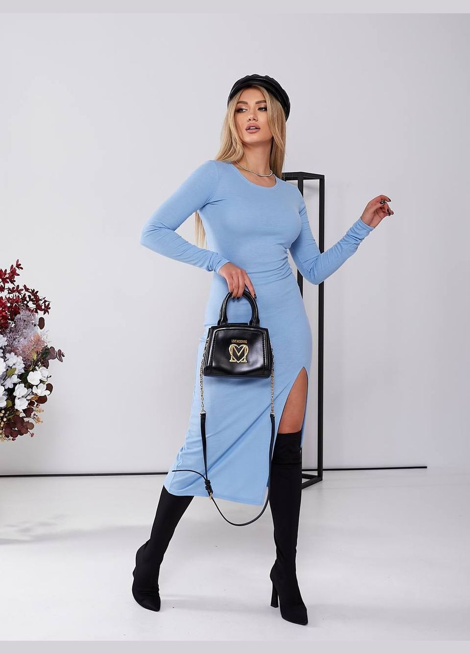 Блакитна повсякденний сукня DK/DL Мода без кордонів однотонна