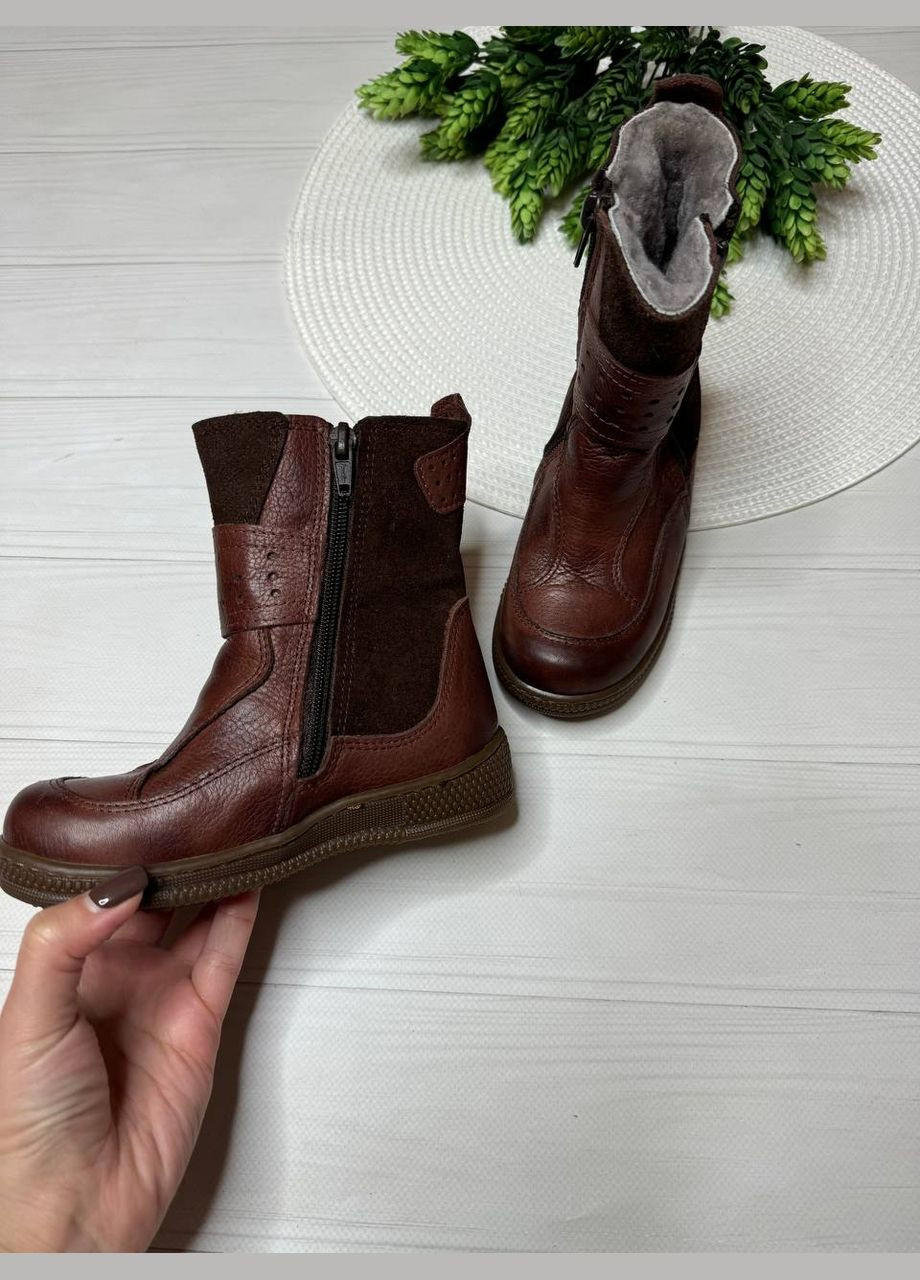 Коричневые осенние ботинки уны. натуральная кожа/натуральный мех 7634412 Kurt