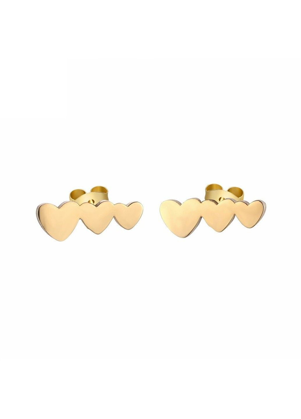 Сережки серця з нержавіючої медичної сталі з позолотою ES-177 No Brand (299330600)