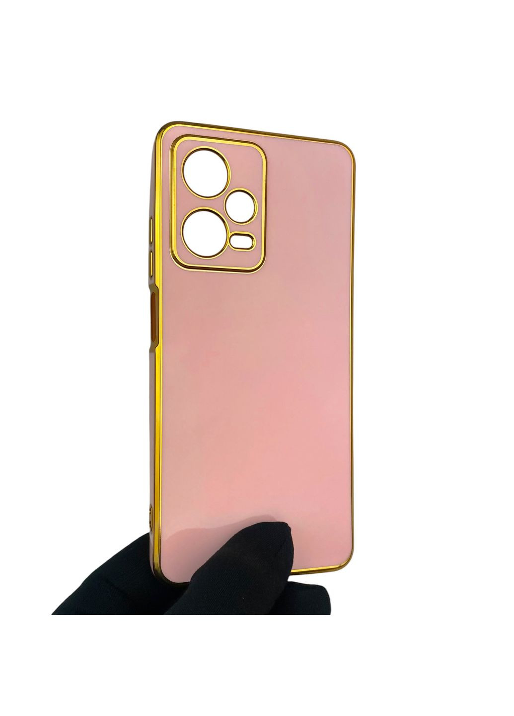 Чохол для Redmi Note 12 Pro 5G глянцевий із захистом камери із золотою окантовкою на сяомі редмі нот 12 про 5г пудровий gs1 Xiaomi (366233419)
