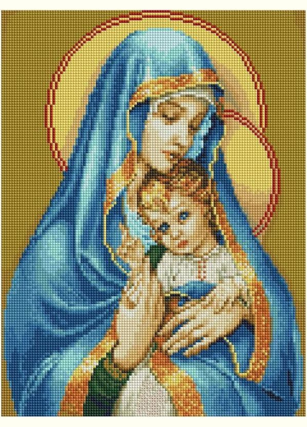 Набір алмазної мозаїки 30х40 Ікона Діва Марія з Ісусом ST421 ColorArt (299772631)