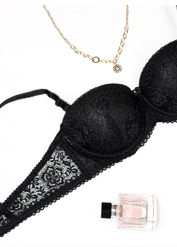 Чёрный бюстгальтер bl2-185 черный ISSA PLUS кружево