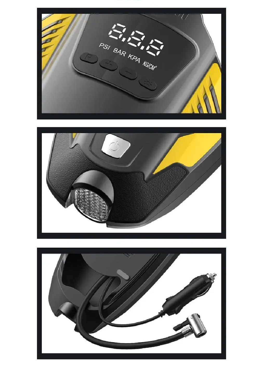 Електроасос насос компресор автоматичний електричний з роботою від прикурювача ліхтарем 22,5х7,4х14,5 см (477900-Prob) Unbranded (300822186)