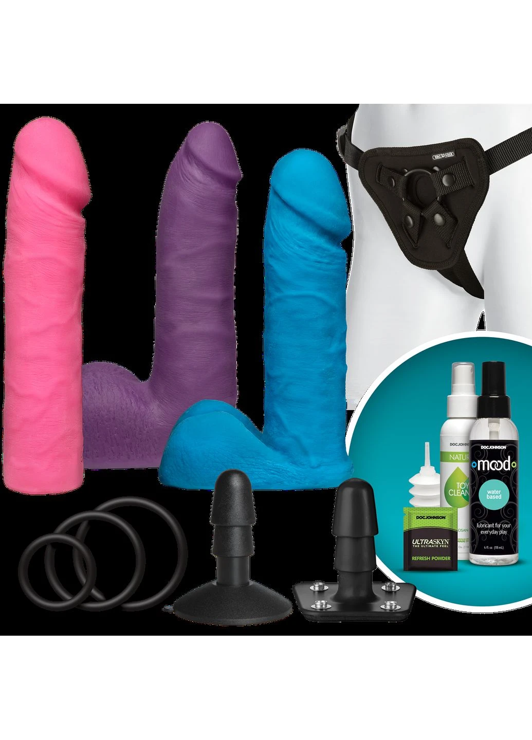 Набір для страпону Vac-U-Lock Dual Density UltraSKYN Colors Set Doc Johnson (284121334)