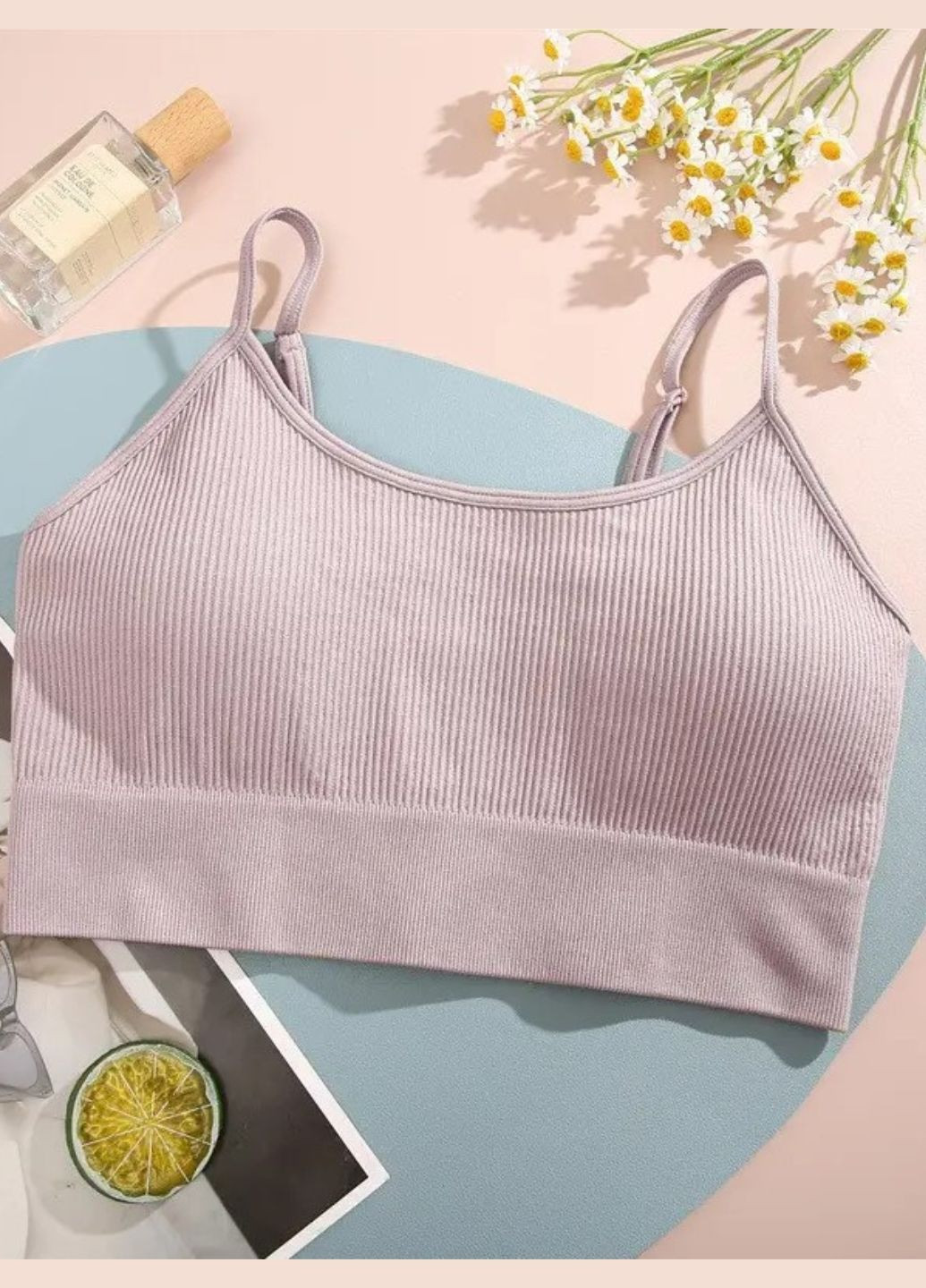 Кофейный топ женский спортивный бюстгальтер в рубчик sport comfort a002 (1944-40-01) Finetoo без косточек