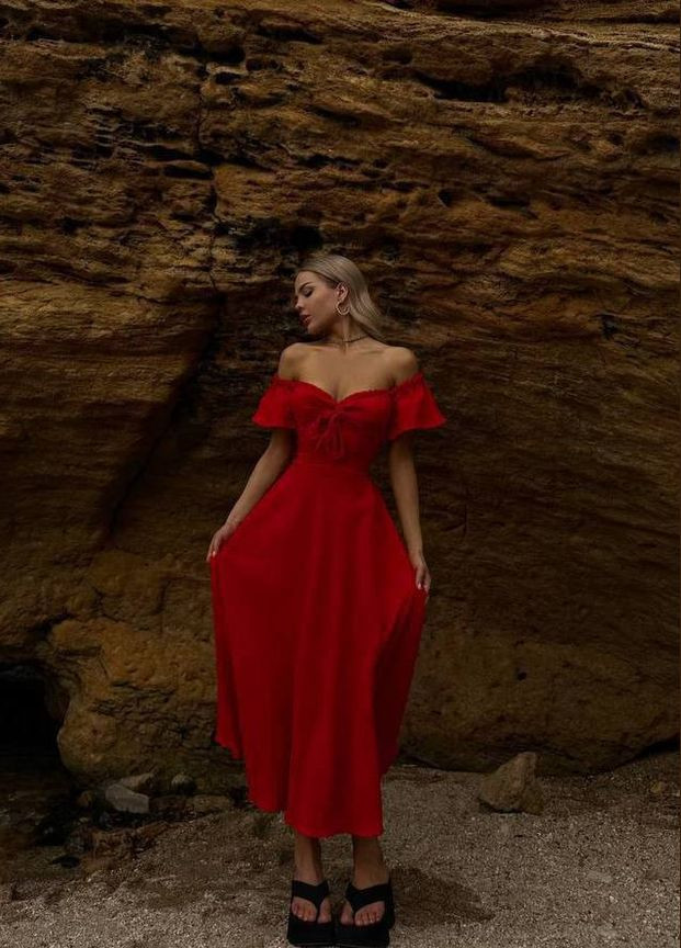Червона повсякденний жіноча сукня муслін No Brand