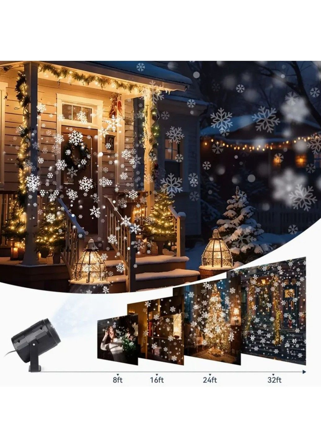 Новогодний рождественский лазерный проектор с интерактивными снежинками No Brand (368889095)