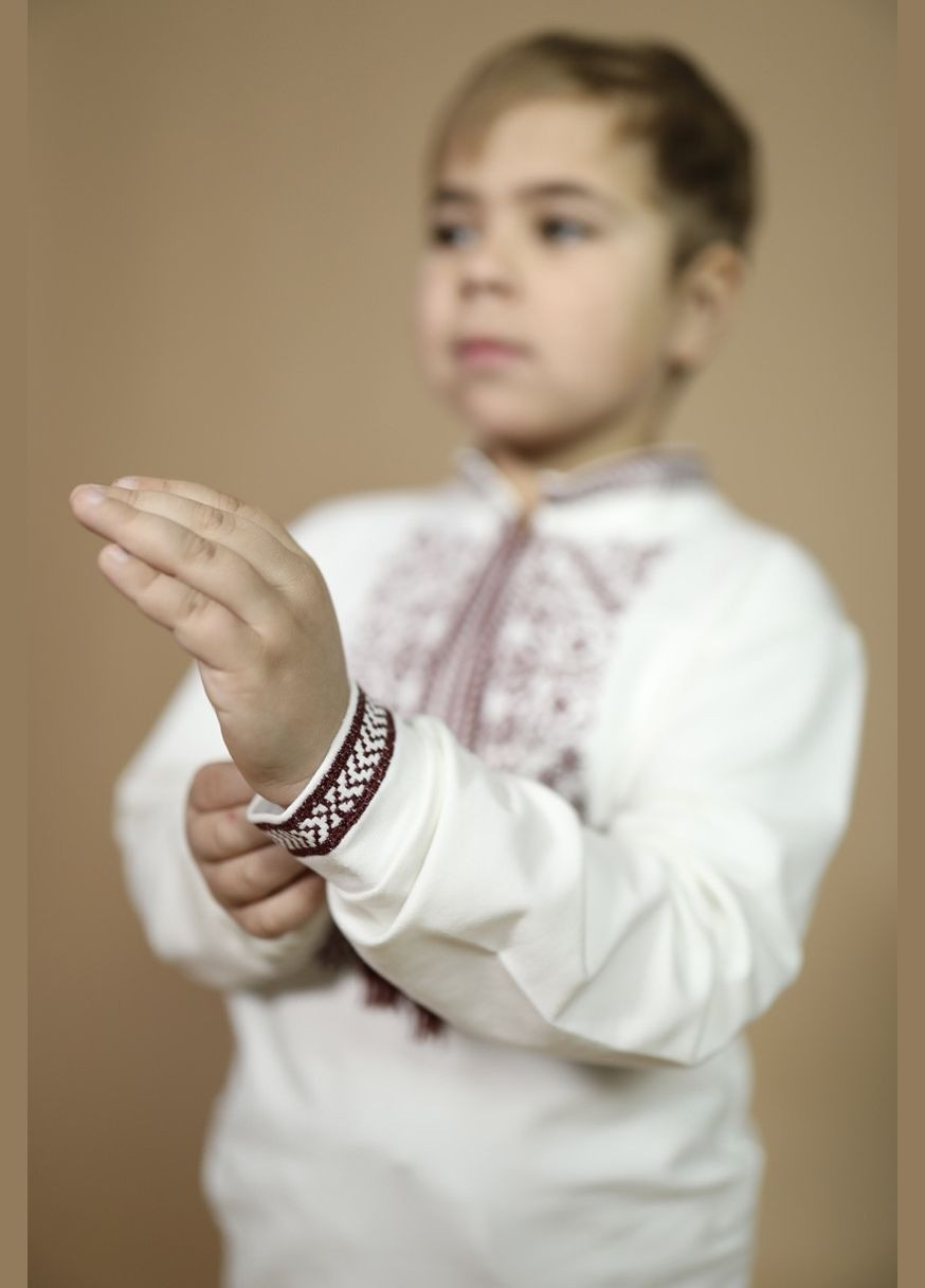 Вышиванка трикотажная детская для мальчика белая No Brand (341327797)