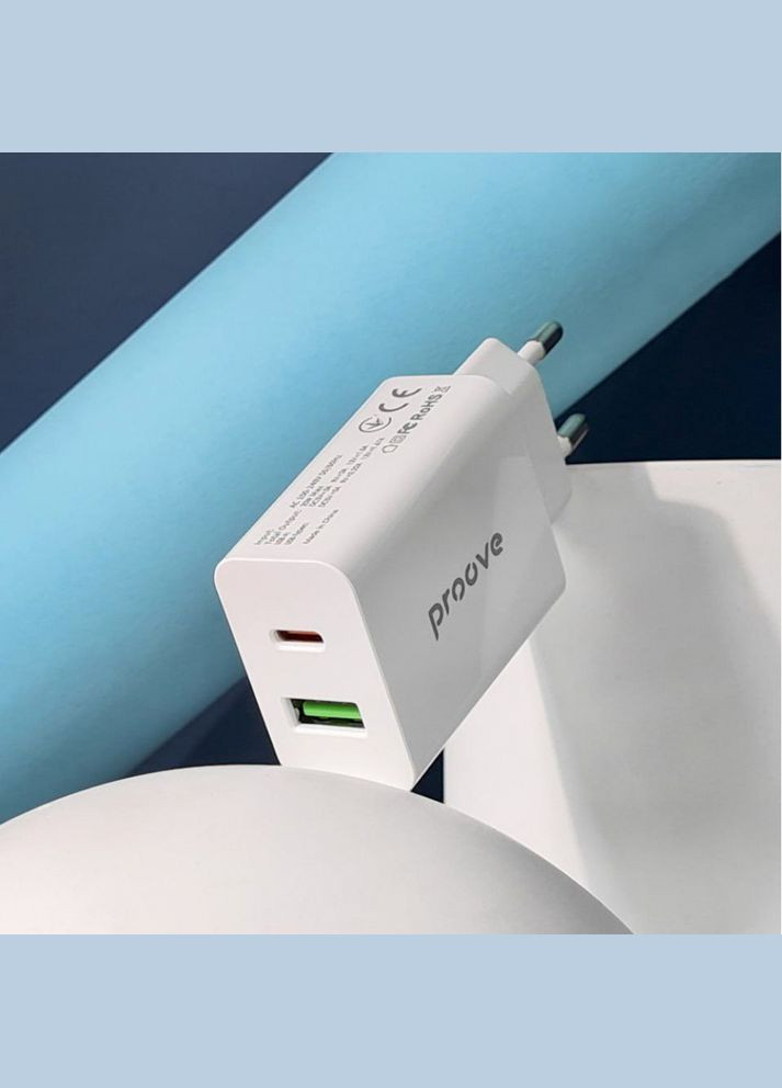 Сетевое зарядное устройство Rapid 20W (Type-C+USB) white Proove (333800022)