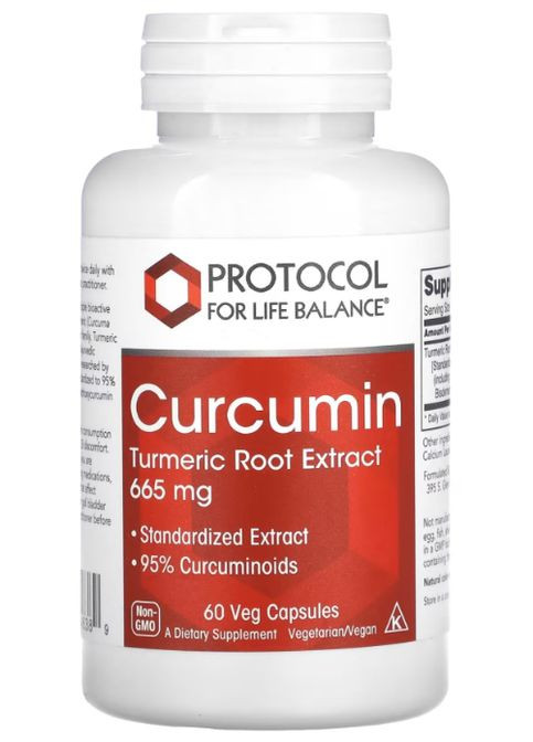 Curcumin, Turmeric Root Extract 665 mg 60 Veg Caps Protocol for Life Balance (315885847)