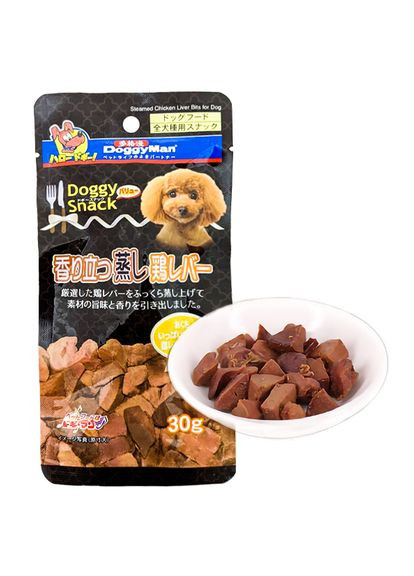Лакомство для собак Steamed Chicken Liver Bits куриная печень на паре 30 г (6941333402588) DoggyMan (279568247)
