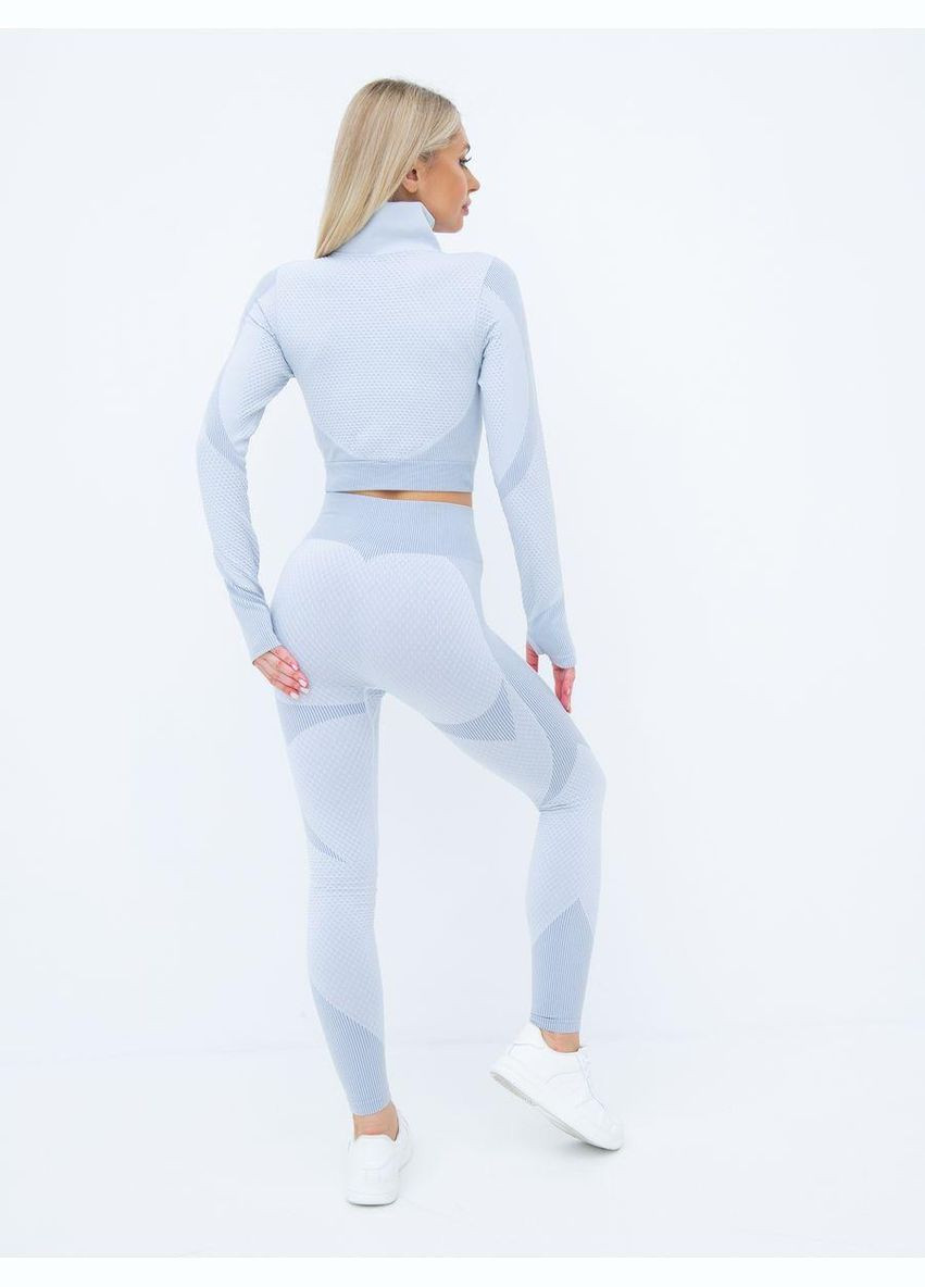 Спортивный костюм тройка (рашгард, топ и леггинсы) светло-серого цвета, размер XL Trends (330757055)