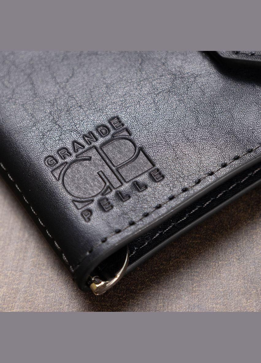 Шкіряний чоловічий затиск для грошей на магніті 11546 Синій Grande Pelle (329150280)