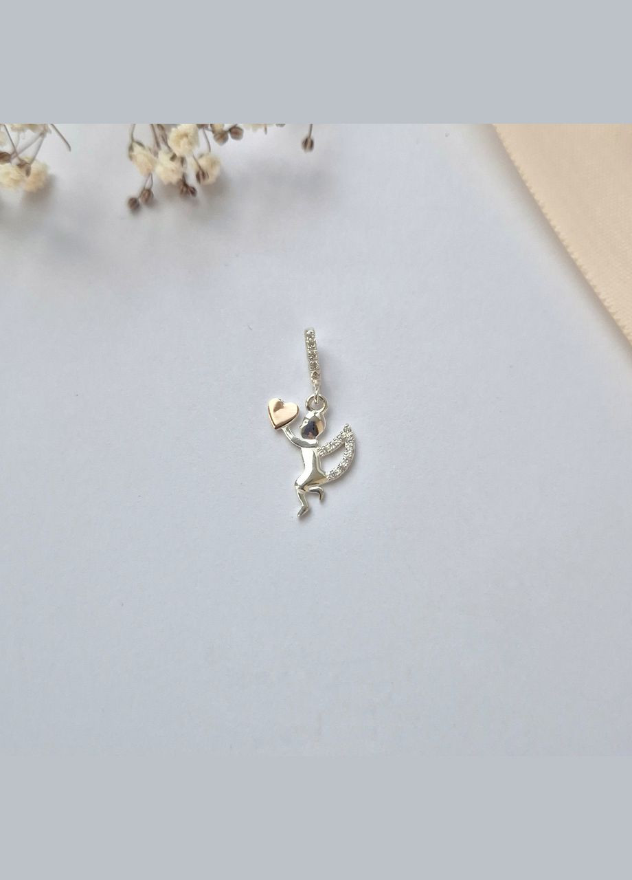 Серебряная подвеска подвес Купидон с Сердцем Серебро 925 пробы золото 375 пробы 3732зол 0.91г No Brand (315049880)