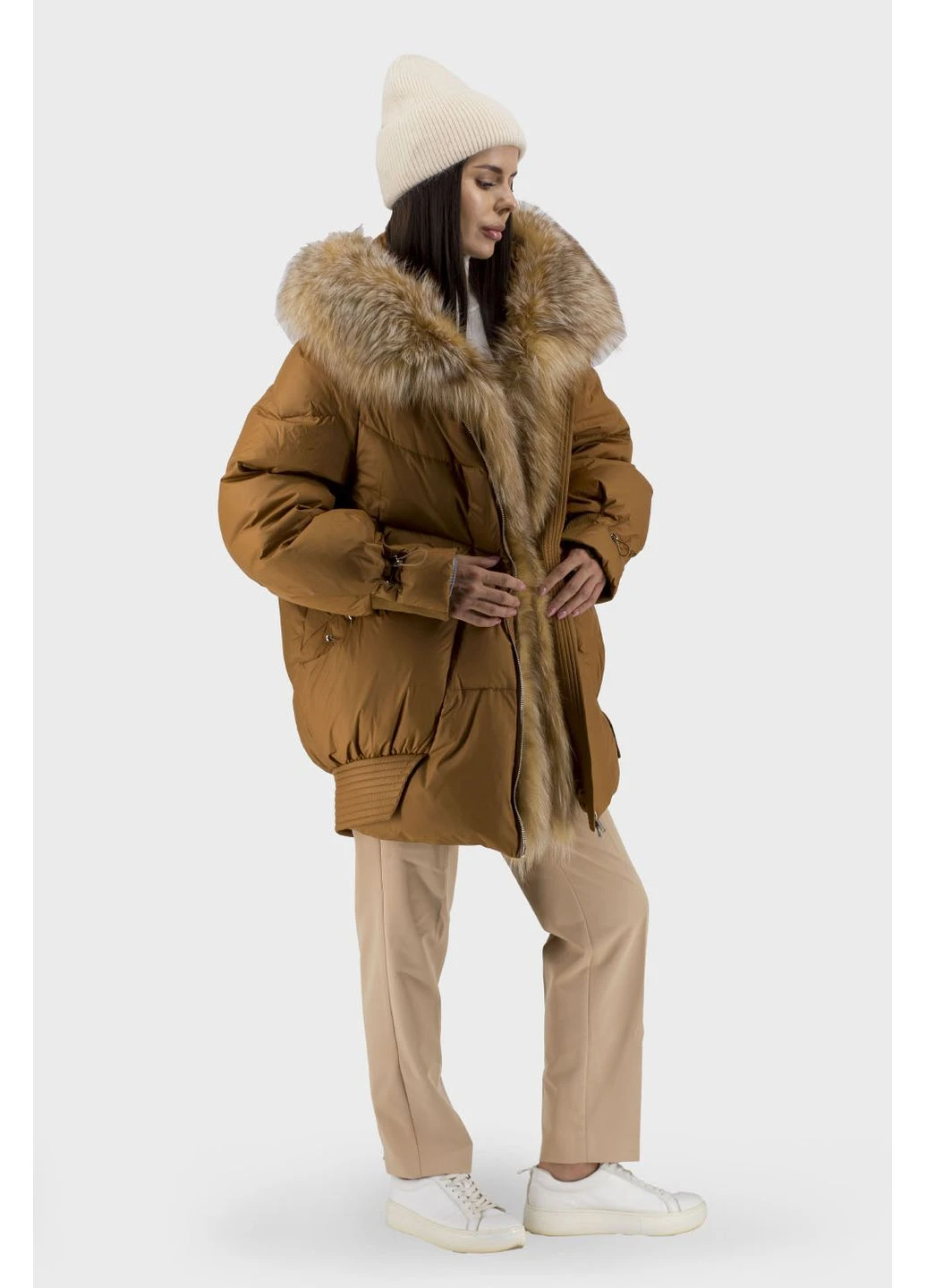 Коричневый зимний Пуховик No Brand