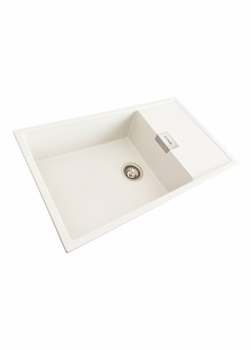 Гранитная мойка для кухни 8650 DIAMOND матовая (белая) Platinum (336932381)