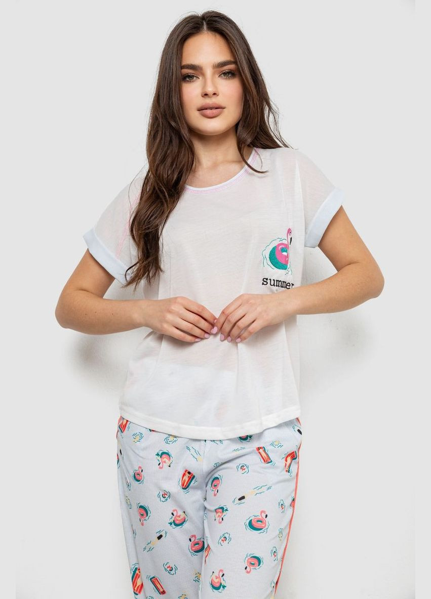 Белая всесезон пижама женская с принтом, Andi