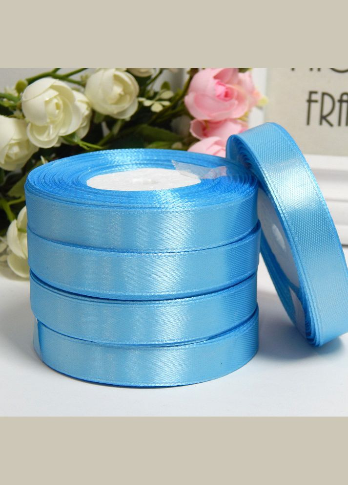 Лента атласная однотонная, 1,2 см (рулон), №187 голубая No Brand (340484343)