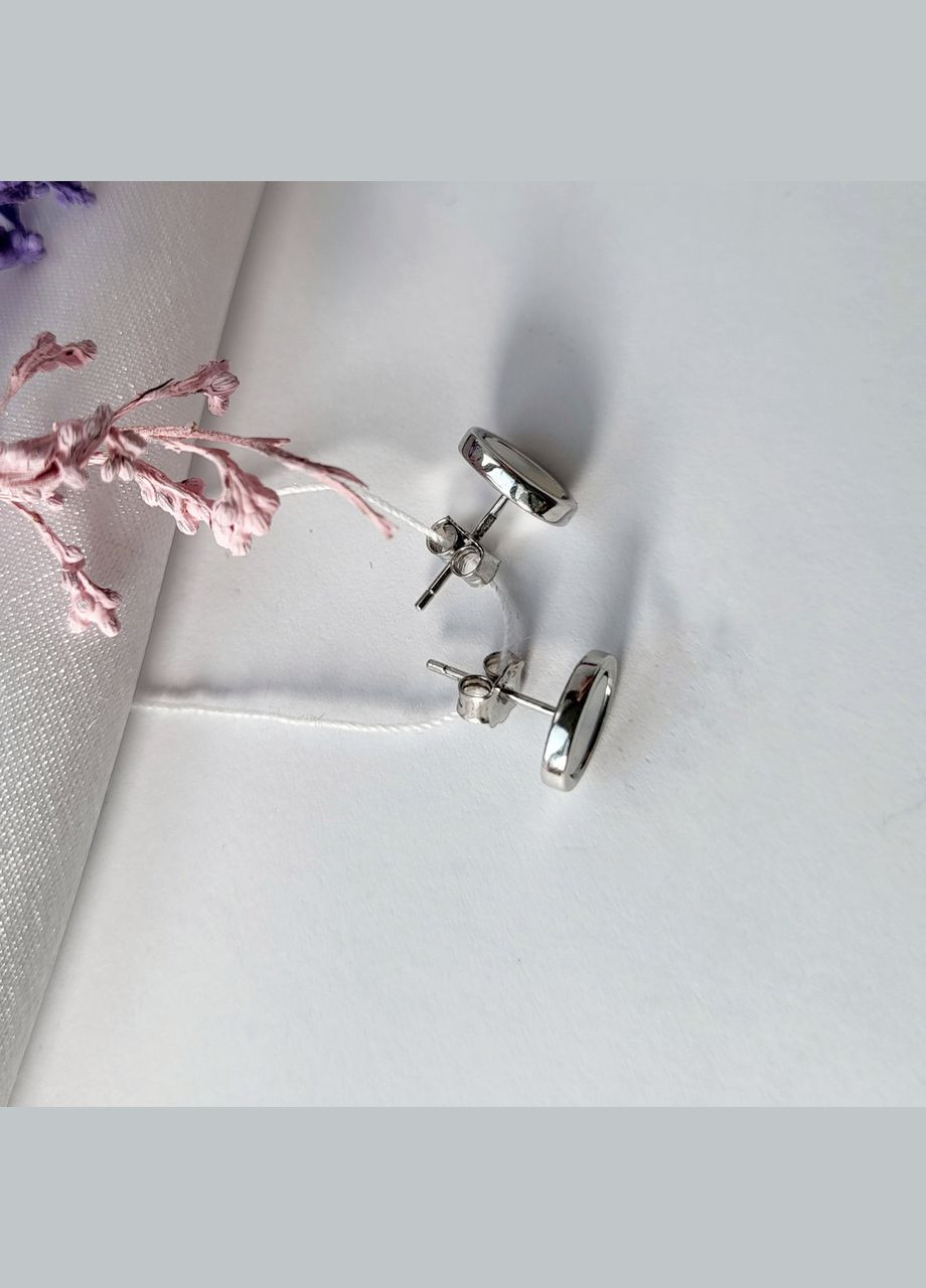 Серебряные серьги гвоздики на фиксаторах с Перламутром серебро 925 пробы Родированное се2п/1020 1.80г No Brand (306741383)