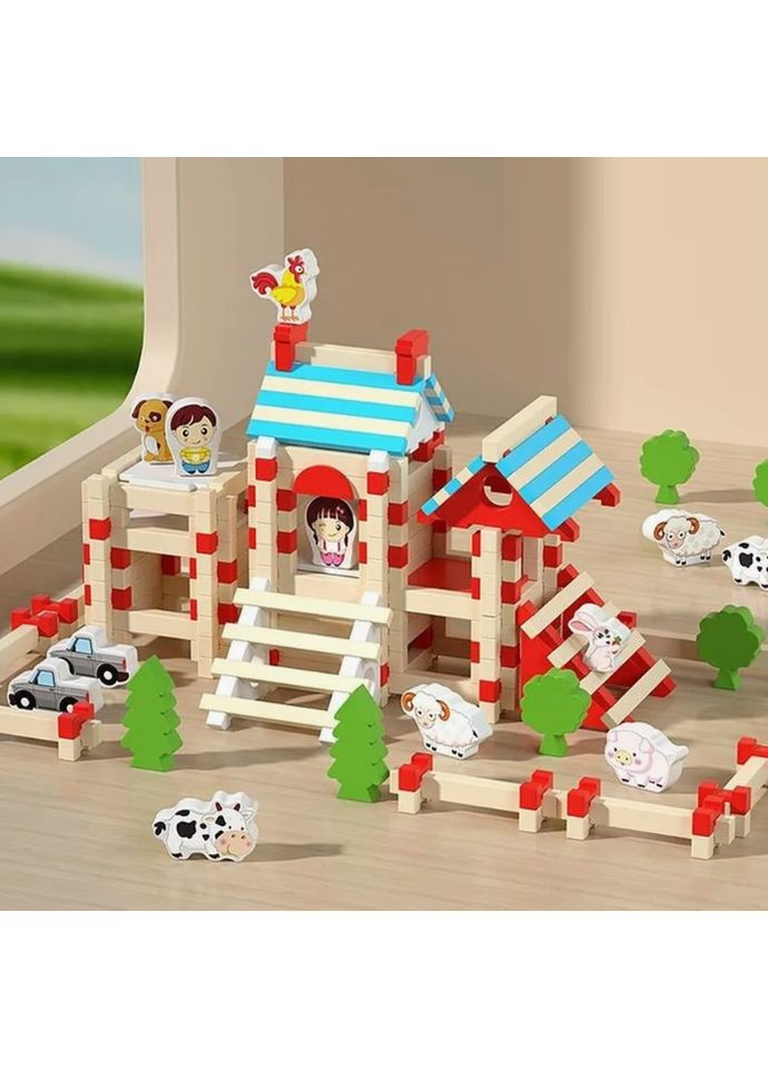 Дерев’яний конструктор Моя Ферма з фігурками 105 деталей + 13 фігур No Brand (358936350)