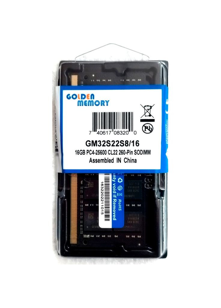 Модуль пам'яті для ноутбука SoDIMM DDR4 16GB 3200 MHz (GM32S22S8/16) Golden Memory (304255336)