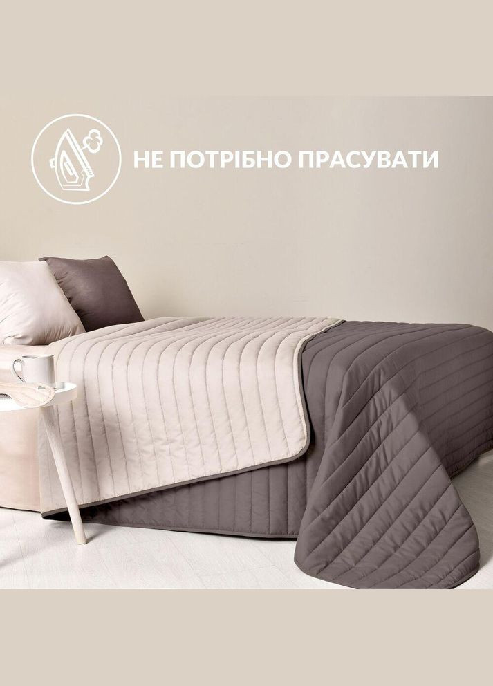 Покрывало на кровать 220х240 см. Люкс двухстороннее, прочная стежка ткани, антиаллергенное волокно беж. IDEIA (334726872)